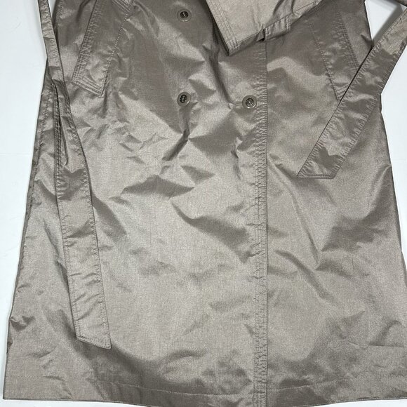 Vtg Fleet Street 80's Trench Rain Coat Women Petite Metallic Beige Jacket Sz 4P - Picture 4 of 10
